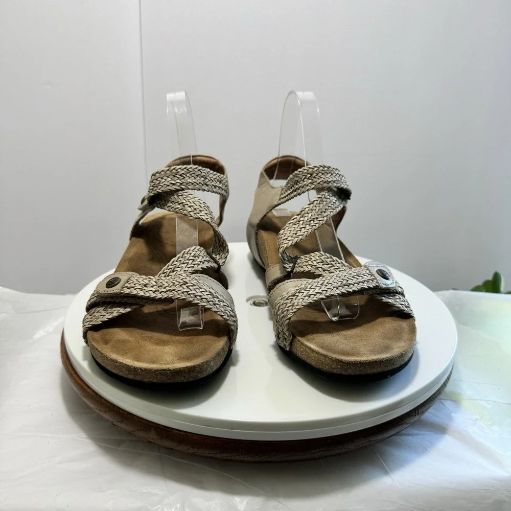 Taos Leather Boho Beach Comfy Tan Strappy Braided Trulie Sandals Women US 9-9.5